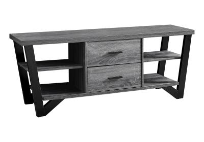 Monarch Tv Stand 60"L / Grey-black With 2 Storage Drawers - I 2762