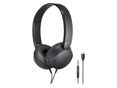 Audio Technica USB-C On-Ear Headphones in Black - ATH-S120C-BK