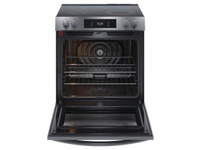 30" Frigidaire Gallery 6.2 Cu. Ft. Front Control Electric Range with Total Convection in Black Stainless Steel - GCFE306CBD