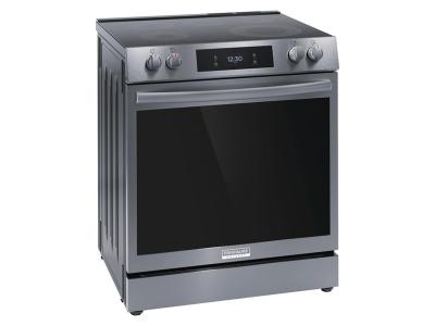 30" Frigidaire Gallery 6.2 Cu. Ft. Front Control Electric Range with Total Convection in Black Stainless Steel - GCFE306CBD