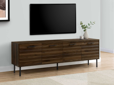 Monarch 72"L TV Stand in Dark Brown Wood-Look with 4 Doors - I 2727