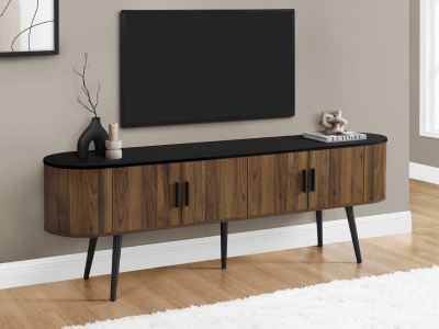 Monarch 72"L TV Stand in Black with 4 Brown Wood-Look Doors - I 2798